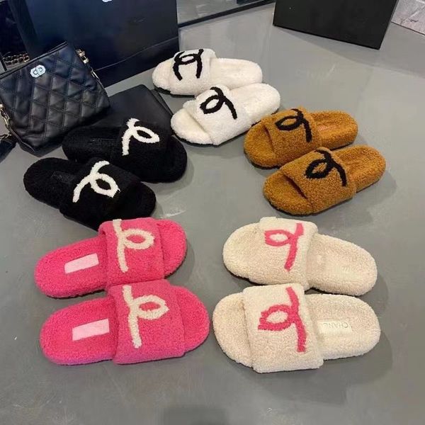 

designer slippers plush slippers luxury slippers flat slippers designer women soft winter luxury fluffy orange rubber soles, Black