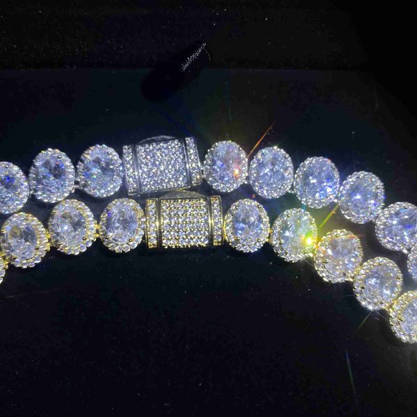 

yss jewelry 925 silver 10mm iced out diamond tennis chain necklace hip hop jewelry cubic zirconia tennis chain hiphop necklace