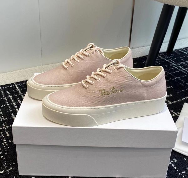 

2023 new the row casual sports shoes women marie h leather sneakers designers fashion canvas canvas low-sneakers size 35-40, Black