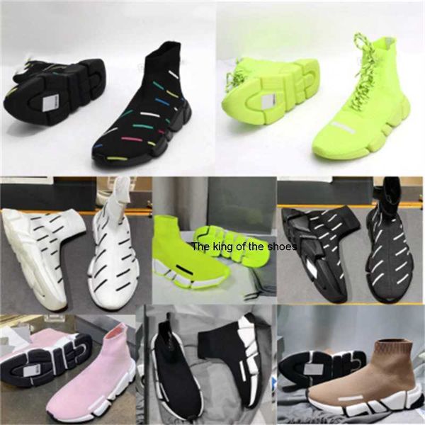

designer socks casual shoes platform runner sneaker sock shoe master embossed sneakers speeds booties men woman trainer, Black
