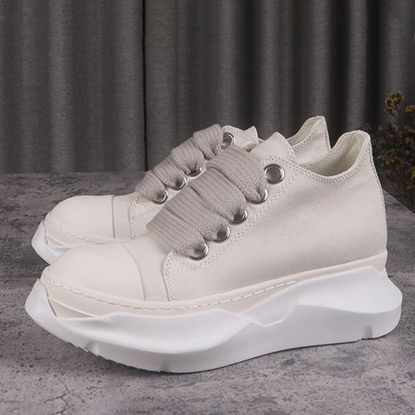 

thick bottom men shoes breathable canvas sneakers lace-up big size men platform shoes p25d50, Black;white