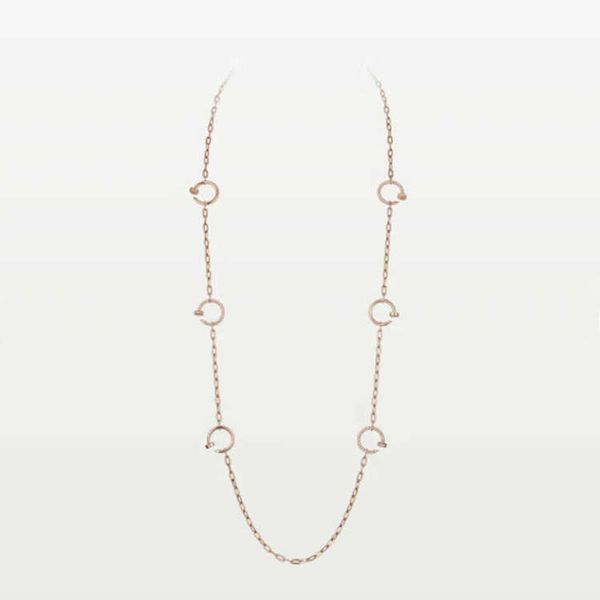 

internet celebrity nail sweater chain necklace high version hollow out double paired with diamond smooth face fashion carti same style b661, Black