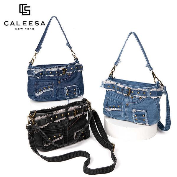 

denim bag women's 2022 new fashion simple shoulder bag denim canvas crossbody bag