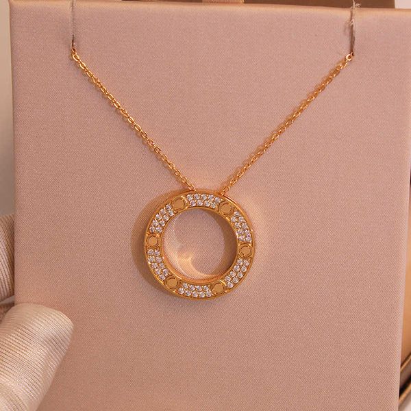 

6kki internet celebrity card diamond 18k necklace female rose gold fashion full pancake pendant collar chain new live broadcast gq8f, Black