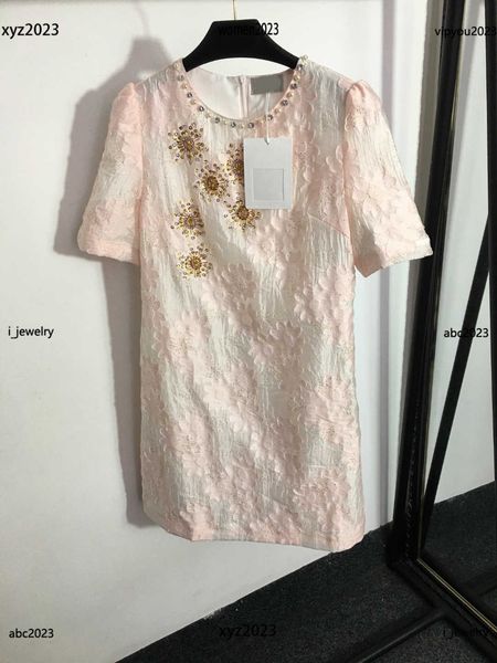 

designer woman dress beaded flowers casual dresses pearl round neck short sleeve dress skirt luxurious june16, Black;gray