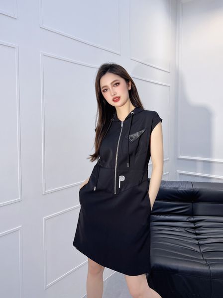 

basic & casual dresses designer 2023 women's embroidered letter dress triangle print women sleeve skirts ladies party night club dress, Black;gray