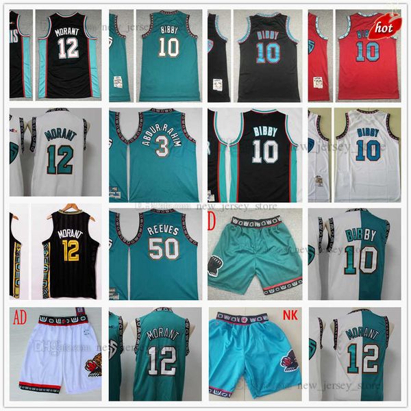 

retro 1998-99 mitchell and ness basketball shareef 10 bibby jersey white ja 12 morant mike 3 abdur rahim green 50 reeves stitched black oran, Black;red