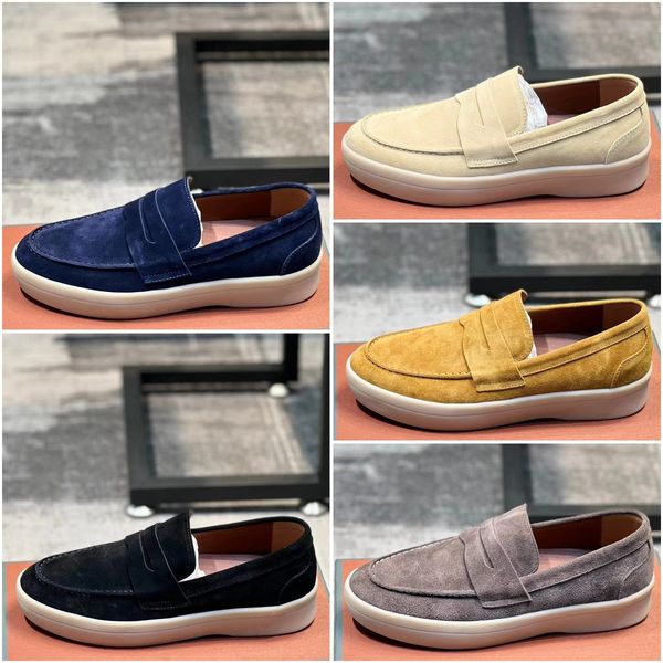 

loro piana walk loafers loro ultimate piana new men shoes designers classic loafers luxury leather casual summer knitted walk loafers size 3, Black