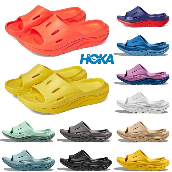 

2023 hoka one one ora recovery slide 3 designer hokas slippers sandals slides men women yellow white black green blue light bone grey mens s