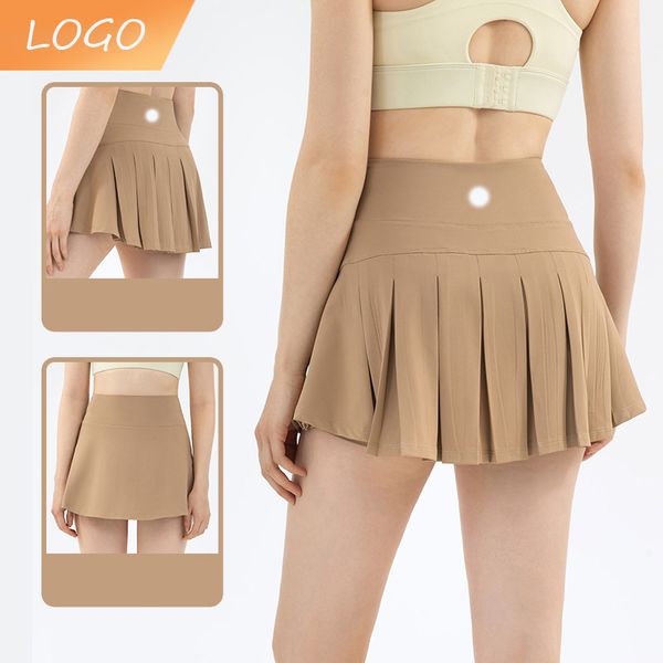 

women's activewear yoga outfits lu sports short skirt summer female fitness training anti-slip false two leggings running pleated skirt