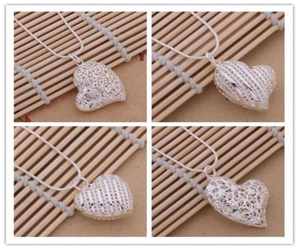 

fashion jewelry for women 925 silver plated hollow heart pendant necklace valentines day gift mix order 12pcslot9954009