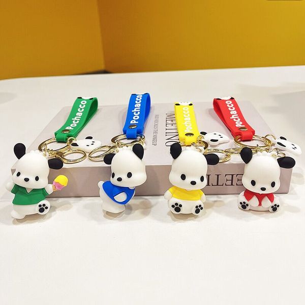 

creative cartoon figure keychains woman designer hanging decoration pacha dog doll fashion key chain accessories silicone figure doll cute k, Silver