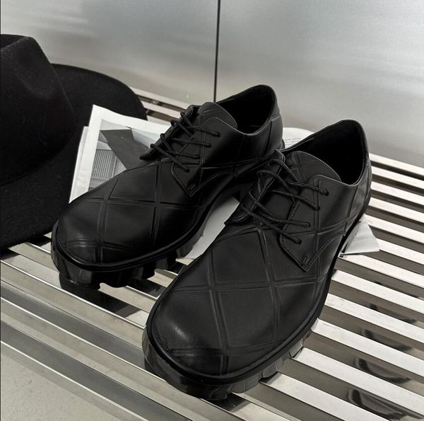 

black thick heel derby shoes for men fashion leather lace up gentlemen formal business shoes