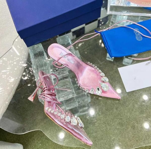 

latest designer sandals womens heeled shoes dress shoe luxury weddingr heels satin high bow crystal embellished buckle pointed toe sandal di, Black