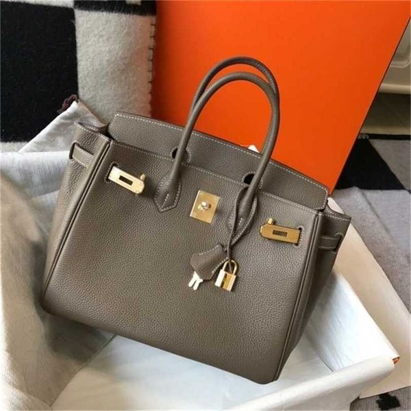 

totes 5a h brand birkins handbag leather bags all manual wax thread sewing original togo calf leather bag bk25cmbk30cm elephant gray gold br