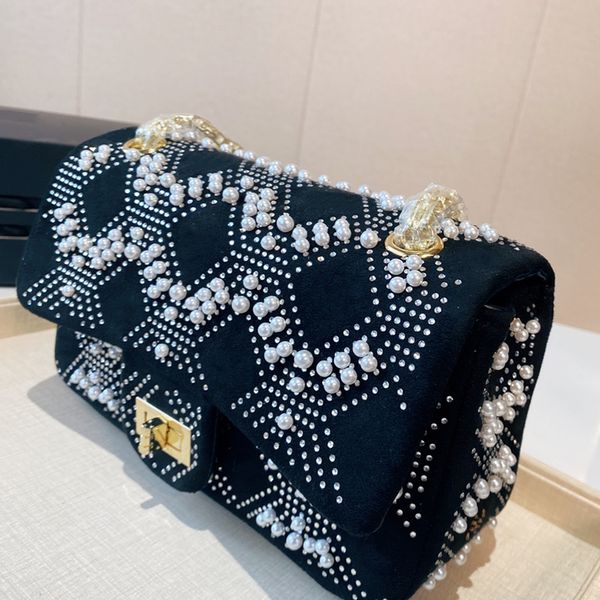

2023 luxury velvet soft shoulder bag woc chain flap diamante designer crossbody hobos long chain women hasp belts shopping handle bags chann