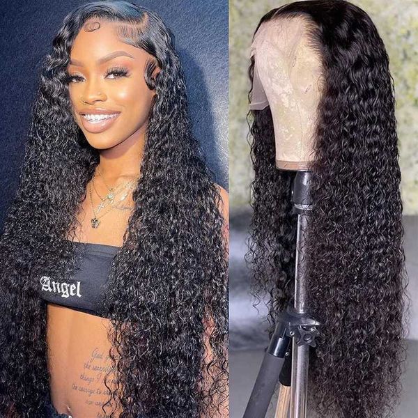 

nxy hair wigs deep wave frontal wig hd lace curly human 30 inch front for women 230619, Black