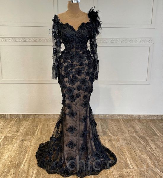 

2023 aso ebi black mermaid prom dress lace beaded evening formal party second reception birthday bridesmaid engagement gowns dresses robe de