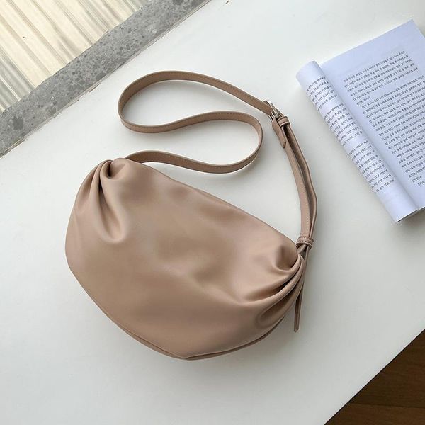 

shoulder bags fashion women crossbody pu leather ruffled purse bag female luxury design cloud soft messenger for