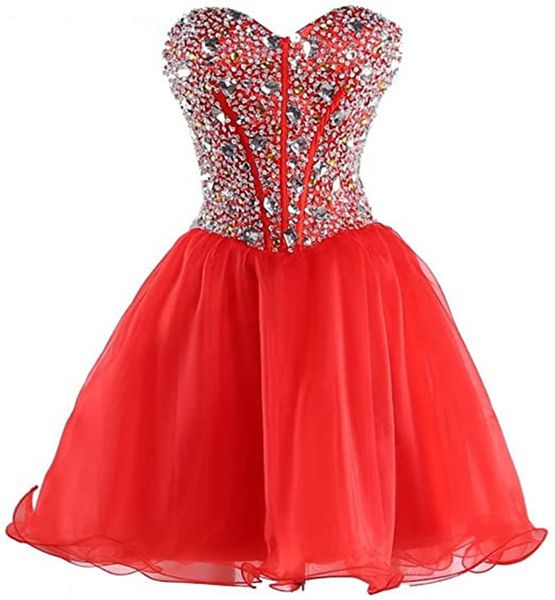 

sweetheart organza short homecoming dresses crystals beaded birthday graduation cocktail formal prom party gown, Blue;pink