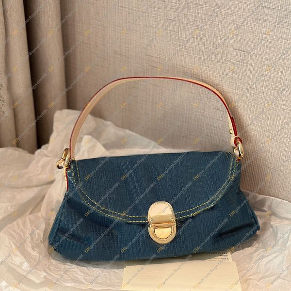 

mini denim shoulder bag designer women luxury brand l handbag monograms flowers printed canvas underarm purse france lady hobo bags removabl