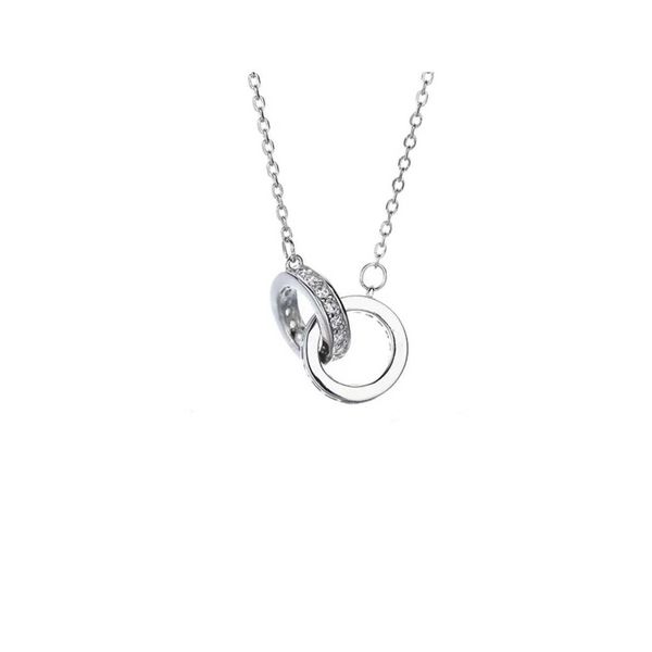 

dnu2 internet celebrity double ring s990 sterling silver necklace for women's football card niche design collarbone chain as a gift gir