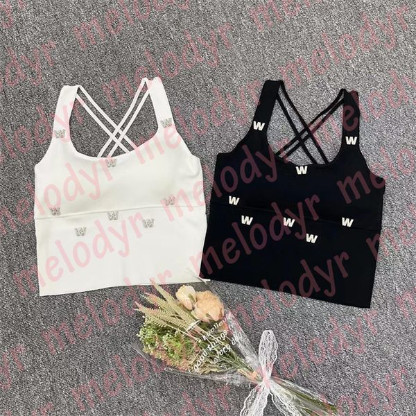 

sport vest metal letter backless crop for womens casual breathable yoga clothing, Black;white