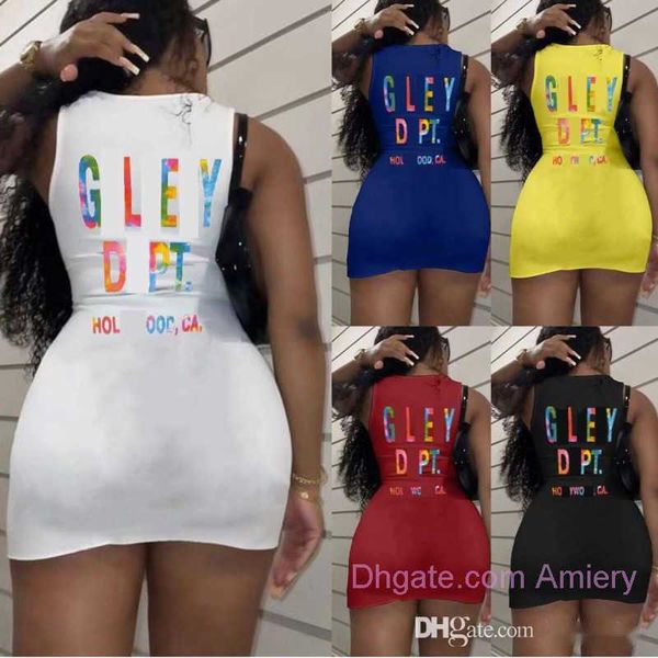 

fashion designer summer dresses for woman casual crew neck letter print mini dress women clothing sleeveless dresses woman skirt, Black;gray