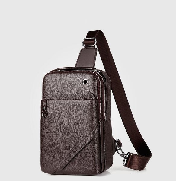 

Factory outlet men shoulder bag 2 colors business lychee fashion handbag outdoor double zipper leisure bags multifunctional leather backpack, White