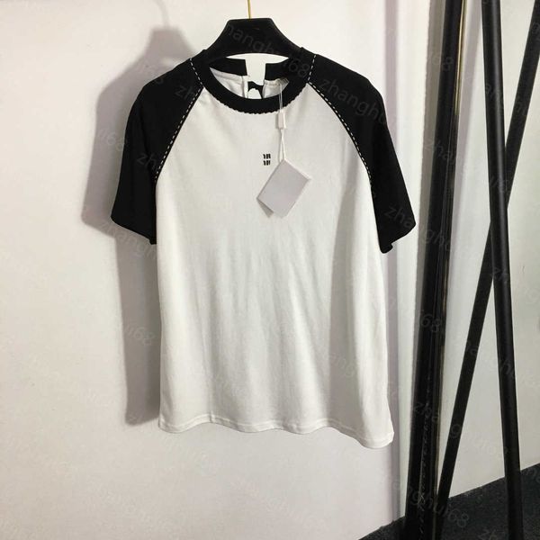 

23ss tee womens t-shirt womens designer clothing round neck pure cotton black and white short-sleeved t-shirt with back bow tie womens cloth