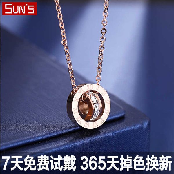 

selling funds sun netizens same 2021 new korean version necklace c card roman ring 18k rose gold light luxury small crowd collar chain, Silver