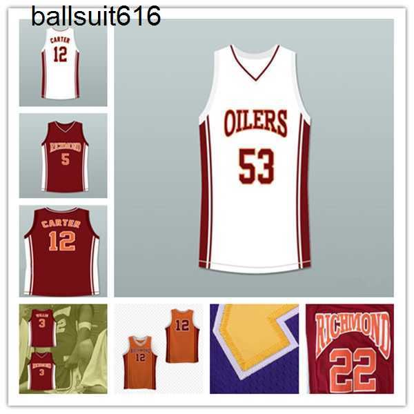 

custom college richmond oilers basketball vintage jerseys 12 coach damien carter 22 timo cruz 53 junior battle 5 jason lyle 3 worm willis se, Black;red