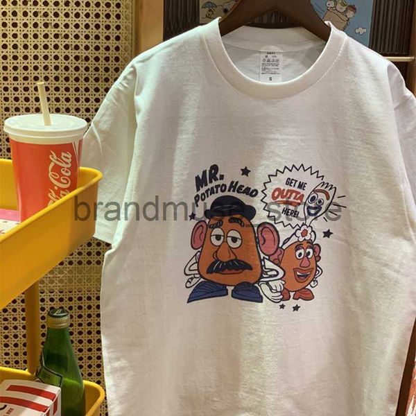 

women's t-shirt funny potato head cartoon printed cute t shirts white loose cotton short sleeve tees vintage style summer casual outfi