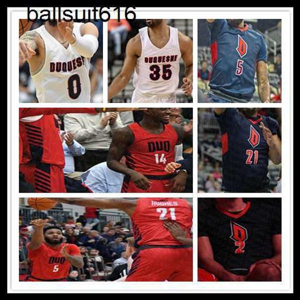 

custom ncaa duquesne dukes basketball jersey college weathers james ellis maceo austin sincere carry michael hughes baylee steele men custom, Black;red
