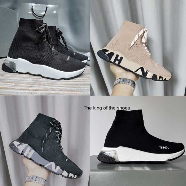 

2023 designer sock sneakers men womens sneaker classic trainer sock shoe 3d knit trainers white black graffiti sole air cushion casual shoes