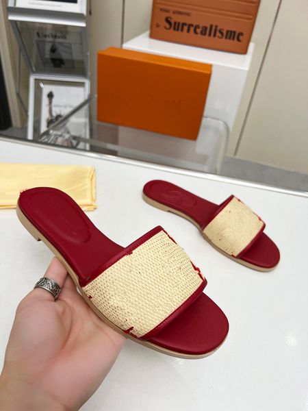 

luxury designer slippers for women sandals woody flat mules slides woman canvas square toe lace embroidery snake summer 0616, Black