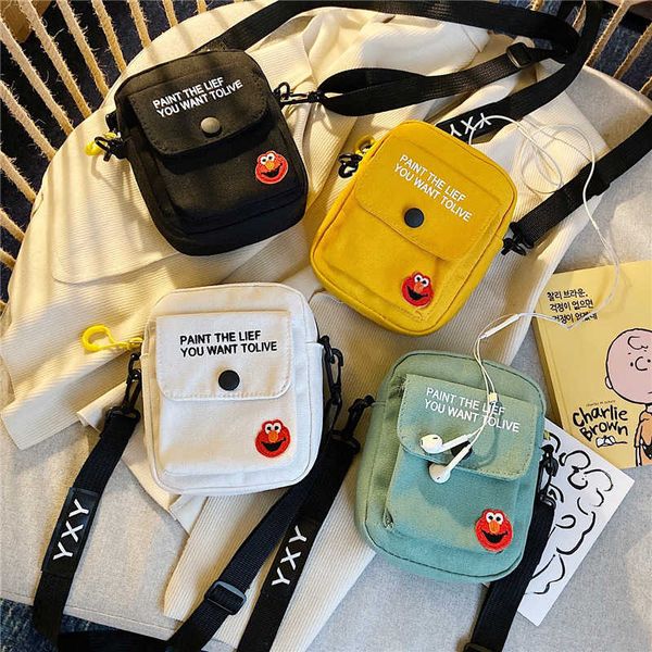 

korean version ins canvas messenger bag women's bag new 2020 net red student's bag