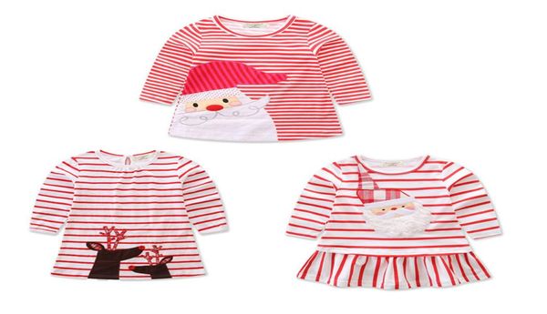 

baby girls christmas deer santa claus dress cartoon children stripe princess dresses xmas kids costume c25734179298, Red;yellow
