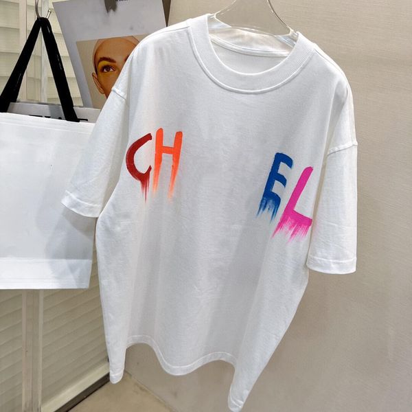 

mens designer t shirt clothes palms designer shirts women t shirts Fashion spray paint graffiti couple short sleeves high street loose Tide brand Crew Neck Letter H1, White
