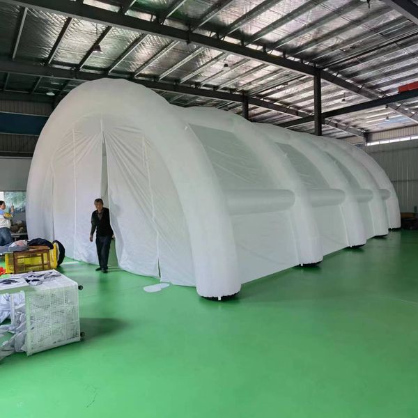 

20x10x5m(66x33x16.5ft)large white arch inflatable tunnel tent outdoor party inflatable warehouse hangar pavilion marquee for event wedding