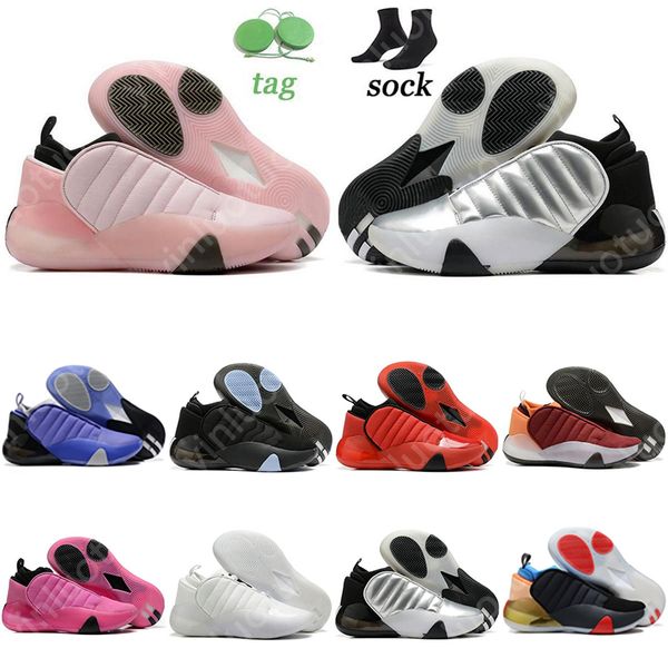 

harden vol. 7 gca men basketball shoes silver metallic triple white lucid fuchsia core black scarlet outdoor men sneakers size 40-46