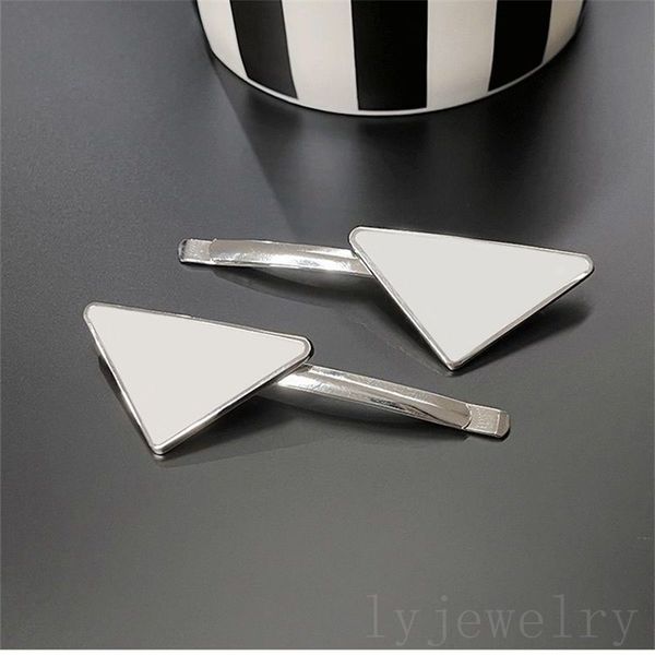 

triangle designer hair clip luxury women hairpin plated silver fashion accessories enamel material special cute mens womens snap clips trave, Golden;silver