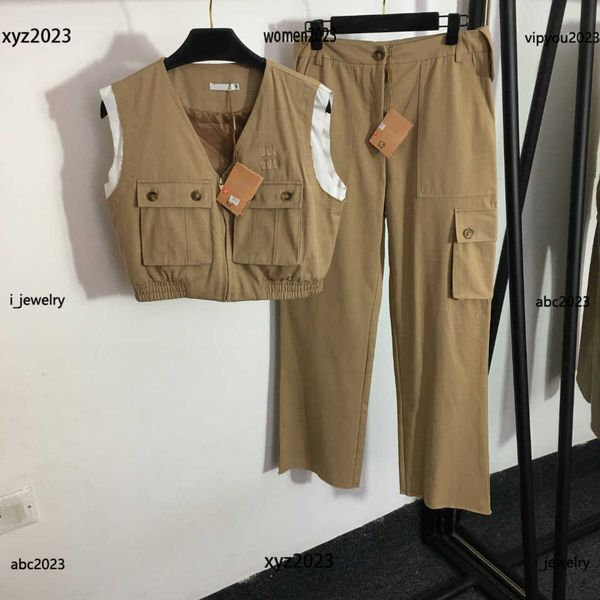 

women tracksuits lady sports suit size s-l 2pcs workwear dual pocket v-neck vest jacket and high waisted straight pants june15, White
