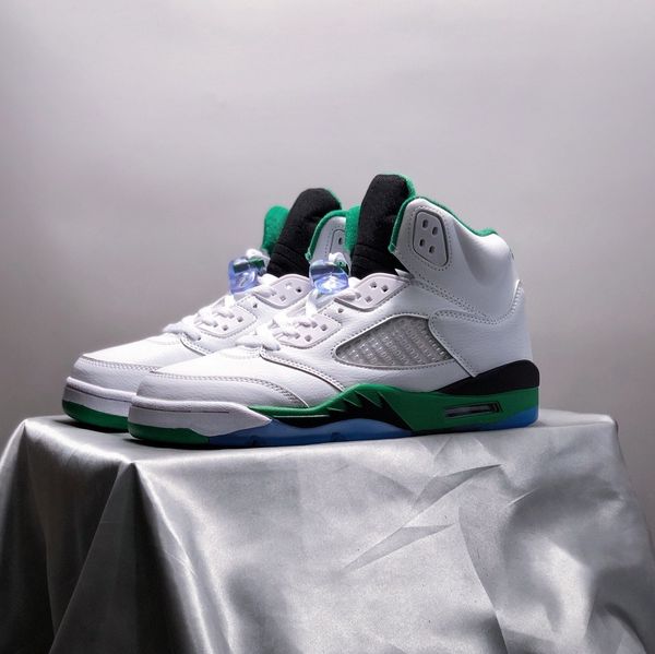 

spring 2024 expected to release 5s basketball shoes jumpman 5 white lucky green-black-ice blue mens lifestyle designer streetwear