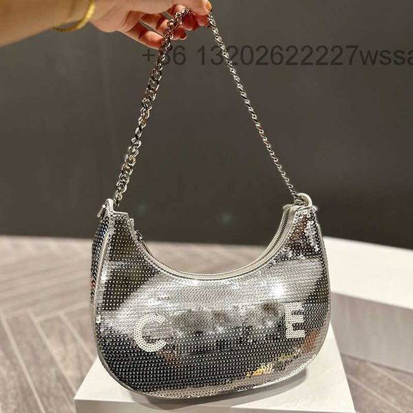 

chains clutch bags underarm shoulder bag women handbag half moon purse sequins fashion letters thread hobos lady wallet large capacity axill