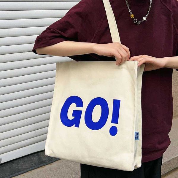 

canvas bag female minimalist letter artistic student portable shoulder bag casual girl no tutoring bag during class