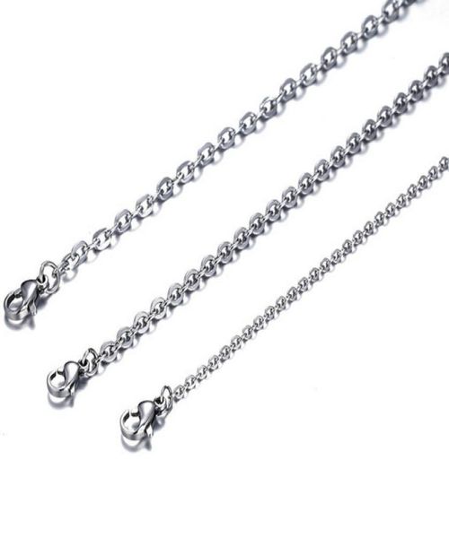 

100pcs lot fashion women039s whole in bulk silver stainless steel welding strong thin rolo o link necklace chain 2mm 3mm w7816343