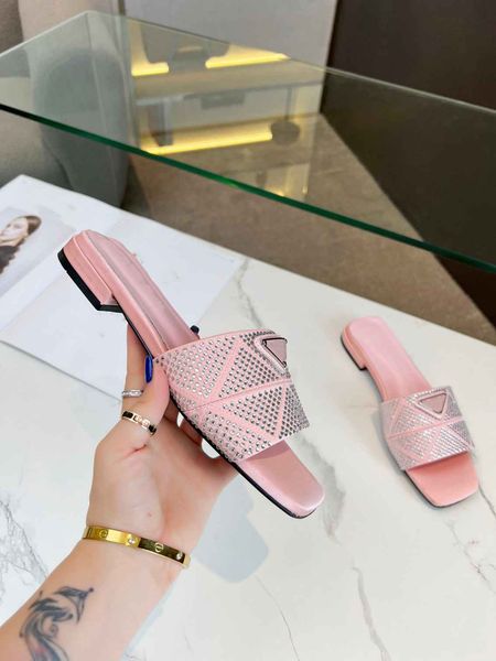 

designer slippers sandals fashion summer luxury brand prad women's flip-flops white true triangle leather outdoor casual shoes women&#0, Black
