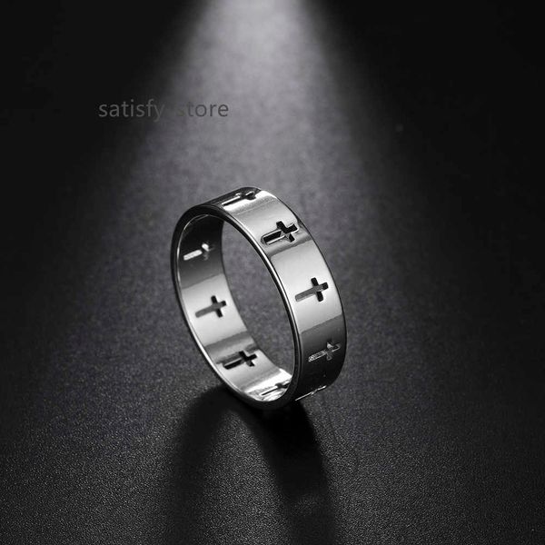 

stainless steel couple rings silver color supernatural cross women's men's ring engagement wedding gift fashion jewelry