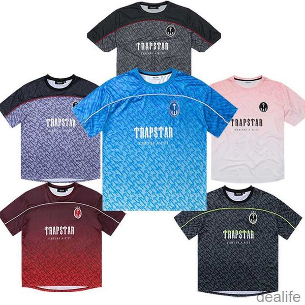 

trapstar 2023 summer t shirt designer mens football jersey casual short sleeve loose mesh quick dry gradient streetwear t-shirt 28pu, White;black